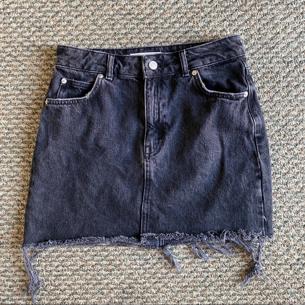 BLACK MOTO CUTOFF DENIM SKIRT 🖤